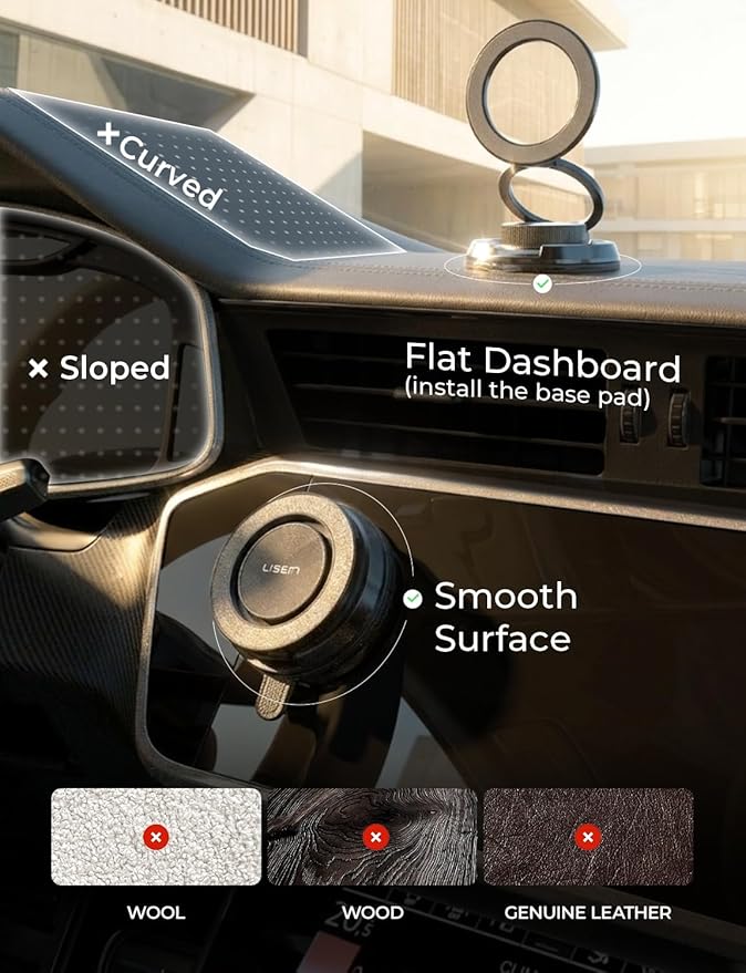 LISEN for Magsafe Car Mount [All Metal Super Strong Suction] 360 Adjustable Vacuum Magnetic Phone Holder for Car, Suction Cup Phone Mount for iPhone 17 Pro Max 16 15 14 13 12
