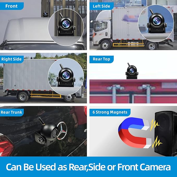 Upgraded Wireless Backup Camera Magnetic Hitch, 4000mAh Rechargeable Battery Powered WiFi Rear View Camera, 720P IP68 Waterproof Reverse Camera for Truck/RV/Camper/Trailer for iPhone iPad Android
