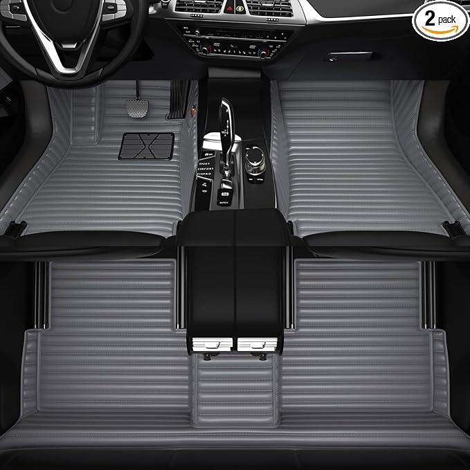All-Weather car Floor MATS-Suitable for 99% of car Models,Leather car mat, offering Personalized Embroidery and Multiple Color Options,Provide Protection for car Rug (Gray=)