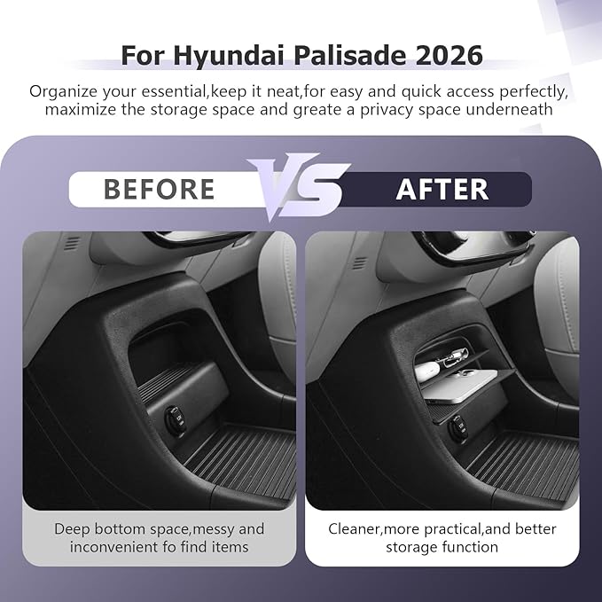 LUWU Center Console Organizer Compatible with 2026 Hyundai Palisade Calligraphy Accessories Armrest Console Organizer 2026 Palisade Front Center Under Screen Storage Tray (ONLY for 7-Seat)