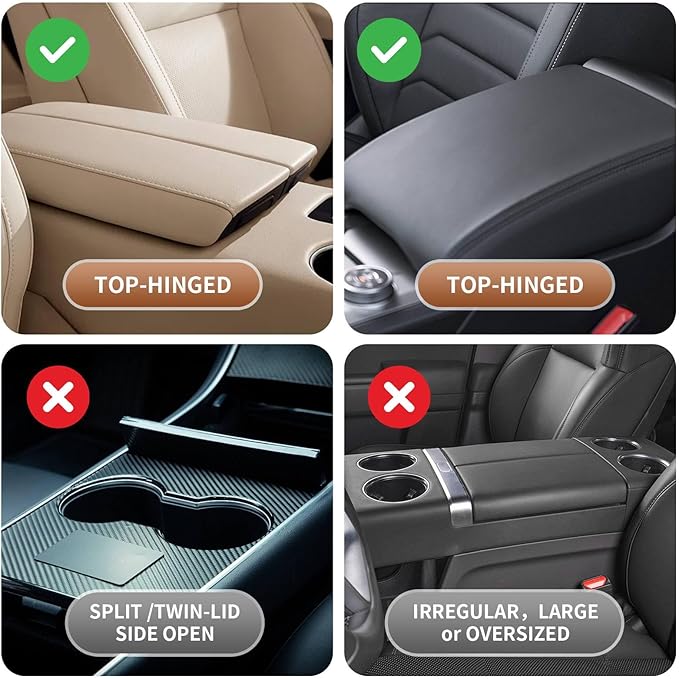 5-in-1 Car Armrest Cushion, Multifunctional PVC Leather Center Console Armrest Pillow Elbow, Universal Arm Box Pad Cover with Cup Holder, Phone Slot, Tissue Box Slot & 2 Storage Bags, Orange