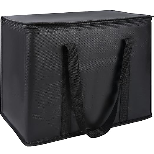 CIVJET 1-Pack Insulated Reusable Grocery Bags, X-Large Insulated Food Delivery Bag for Drivers/Catering/Rideshare, Commercial Food Warmer for Shopping, Tote Cooler Bags, Black
