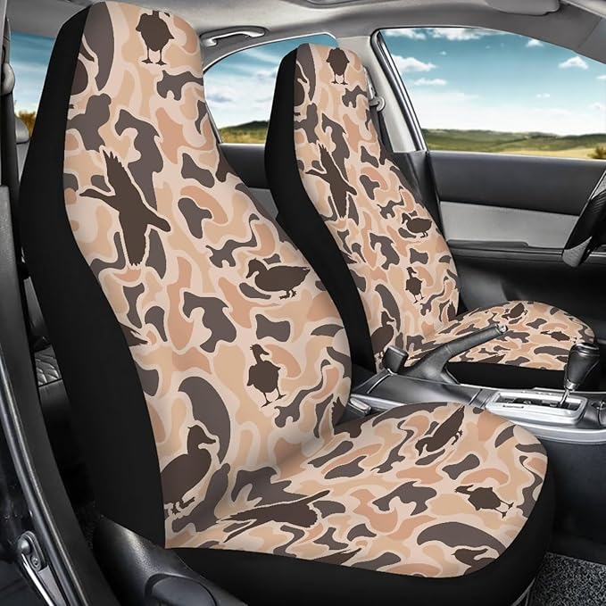 KEIAHUAN Car Seat Covers for Front and Rear Seat Duck Camo Hunting Auto Interior Decoration Accessories for Sedan, Truck, SUV, Van, 4 Piece