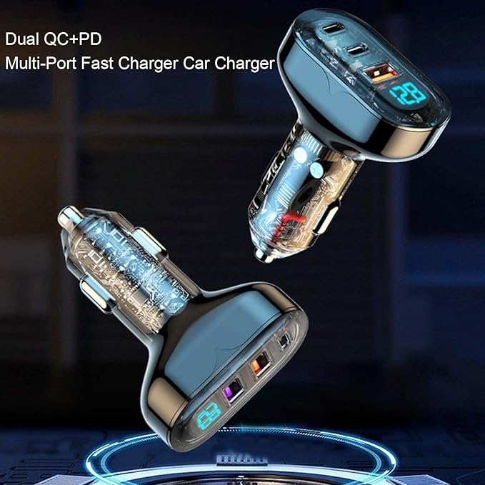 ACECAR 72W Car Charger 4-Port USB C & USB-A Car Charger Adapter PD/QC Multi Port Fast Charging Cigarette Lighter Adapter for iPhone 16/15/14 Pro Max, Samsung S24/S23/S22, iPad, Android (CCA)