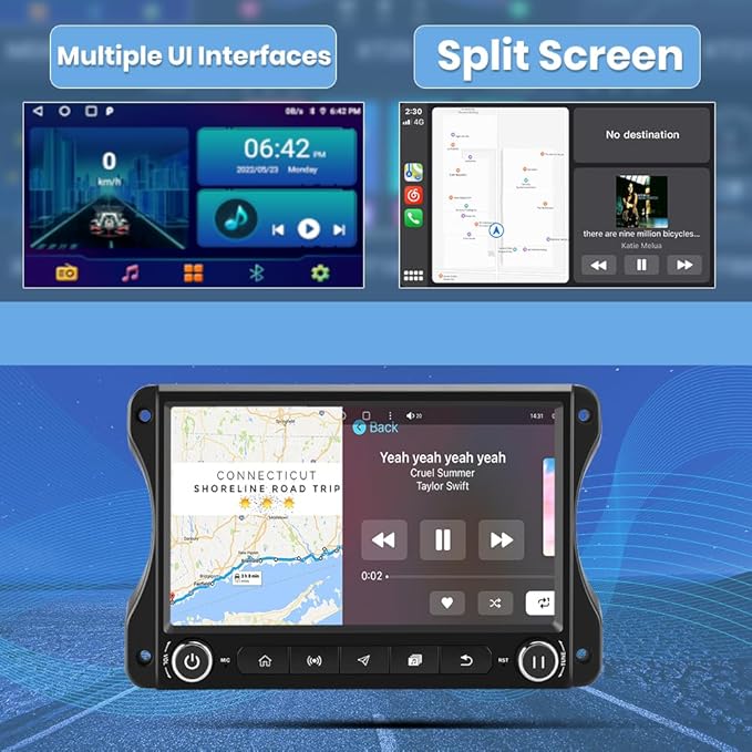 Android 13 Car raido for Jeep Wrangler JL & Gladiator JT 2018-2022, Qualcomm [4GB+64GB] 10 inch Touch Screen Jeep Stereo with Wireless Carplay & Android Auto, GPS/AM/FM/5G WiFi/USB/Bluetooth 5.0/ LTE