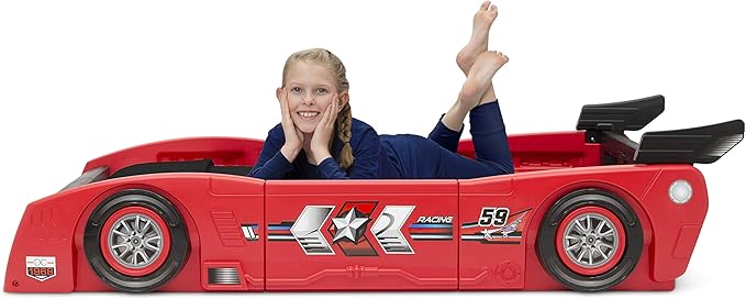 Delta Children Grand Prix Race Car Toddler-to-Twin Bed, Red