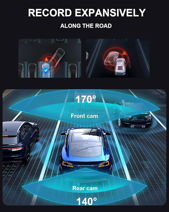 YKT 4K Mirror Dash Cam, Rear View Mirror Camera for Car with 2K Camera and 64GB Card, 10' Touch Screen Front and Rear Dashcam WiFi GPS, Night Vision, G-Sensor, Reverse Assist, 24H Parking Mode