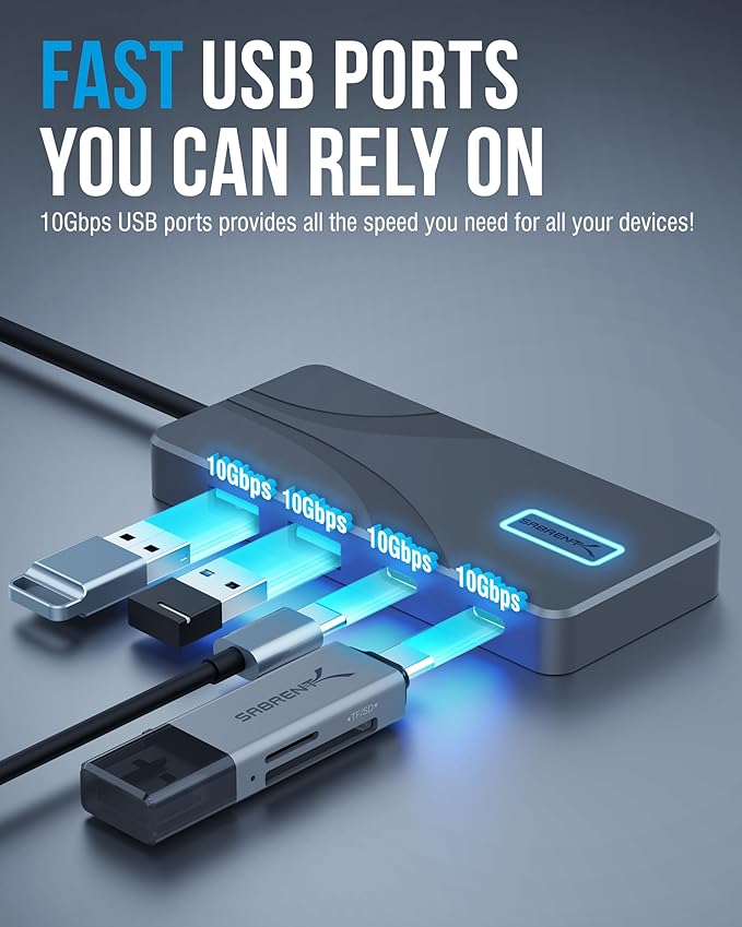 SABRENT USB C Hub 5-in-1 Docking Station, 10Gbps USB-A & USB-C Ports, 4K HDMI Output, 100W PD Input, 80W Charging, Aluminum USB Hub for Laptops/Phones/Tablets – HDR/HDCP (HB-TG5P)