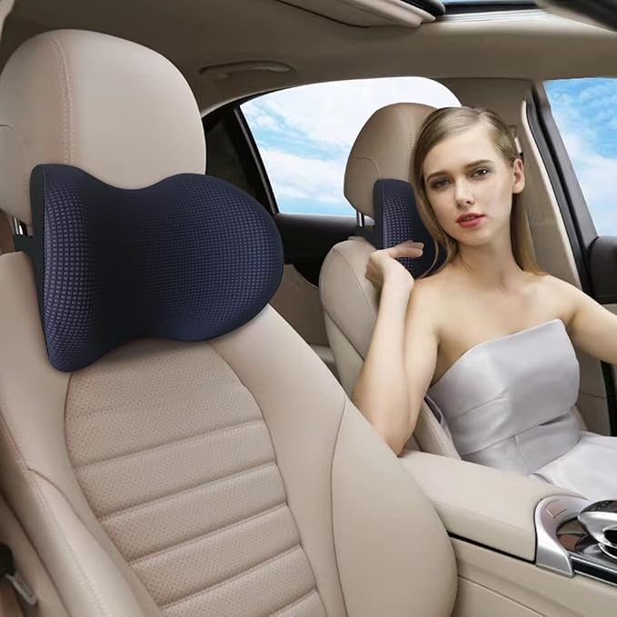 Really Cushiony Car Headrest Pillow, Car Pillow for Driving Seat with Adjustable Strap, Breathable Removable Cover & Ergonomic Design - Softness Office Travel Car Neck Pillow(Purple, 1PC)