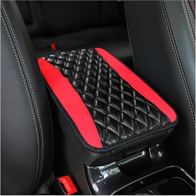 Leather Car Center Console Armrest Pad for Toyota Tacoma 2005-2023, Auto Armrest Cushion, Waterproof Seat Box Cover Protector, Vehicle Interior Decor Accessories, Red