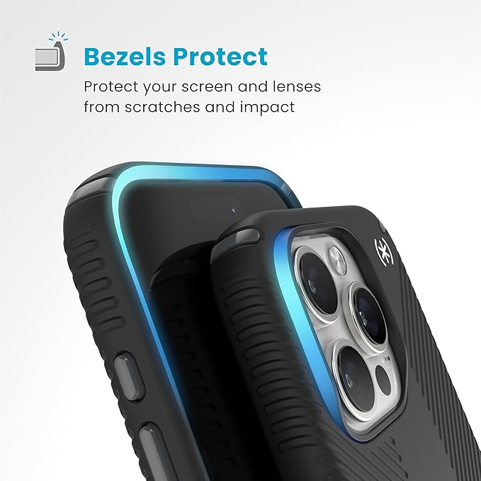 Speck Black iPhone 16 Pro Case MagSafe and ClickLock - Slim Phone Case iPhone 16 Pro - iPhone 16 Pro Phone Case - Presidio 2 Grip - Black/Slate