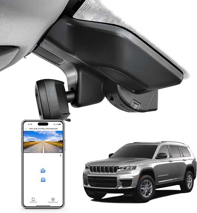 Mangoal 4K Dash Cam Custom for Gen5 Grand Cherokee 2022 2023 2024 2025 2026,Grand Cherokee L 2021-2026 (Model D), Laredo Limited Overland Summit Trailhawk, UHD 2160P Video,WiFi & App, 64GB Card