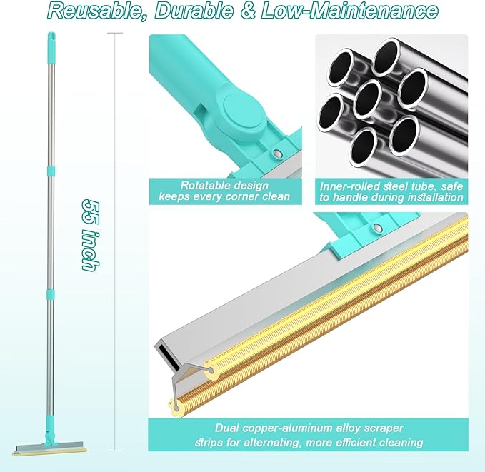 Carpet Rake for Pet Hair Removal Tool - Reusable Dog Cat Hair Remover Scraper with Adjustable Long Handle, Carpet Clean Brush & Broom for Rugs, Mats, Couch, Furniture and Car Interiors