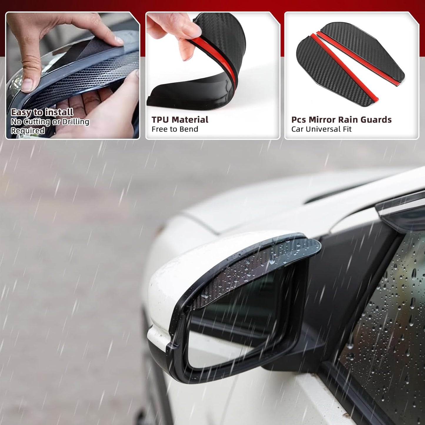 in Channel Window Visors Rain Guards for Honda Civic Hatchback 2016 2017 2018 2019 2020 2021, Durable Wind Deflectors Vent Shades Shields-4pcs