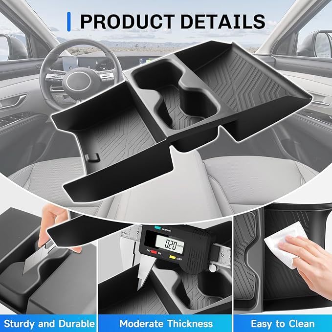 SXCY for 2025 2026 Hyundai Tucson Center Console Organizer [TPE] for 2025 2026 Hyundai Tucson Accessories Full-Button Wire Console Cupholer Tray 2025 2026 Tucson Limited Under Console Organizer