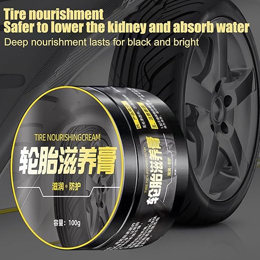 Tire Polish Paste – Stain Remover Cream, Multipurpose Wheel Cleaner | Glossy Tire Dressing Solution, Rim Restoration Polish, Auto Detailing Gel for Vehicles, Workshop, Garage, Cleaning Station, Car