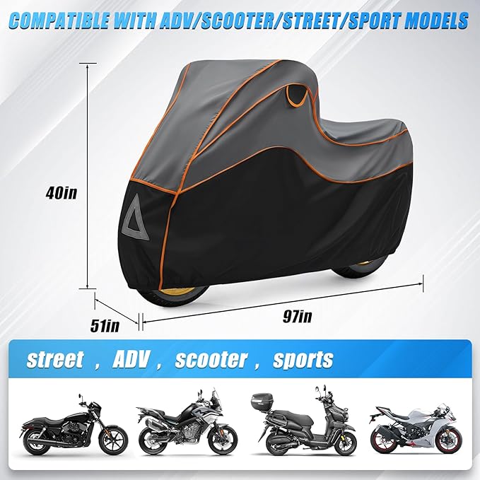 Thicken Hail Motorcycle Cover, Outdoor Waterproof Hail Motor Bike Cover for BMW R1200/1250 GS/Harley‑Davidson Street Glide/Honda Gold Wing/Yamaha tenere 700, with 5mm Thick EVA Cushion