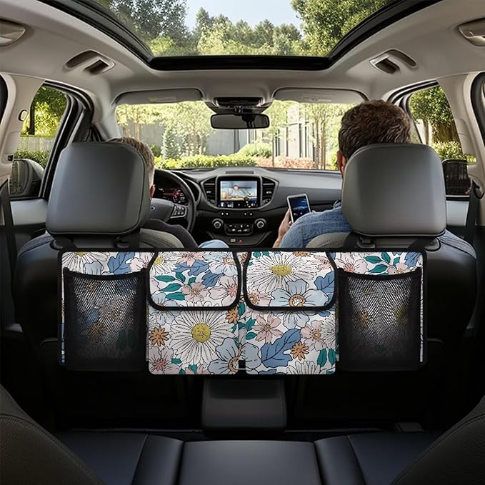 Mushroom Car Trunk Hanging Organizer with with Adjustable Straps, Daisy Car Trunk Organizer Storage, It Easy to Find Things, Make the Trunk of Your Car Look Neat and Tidy