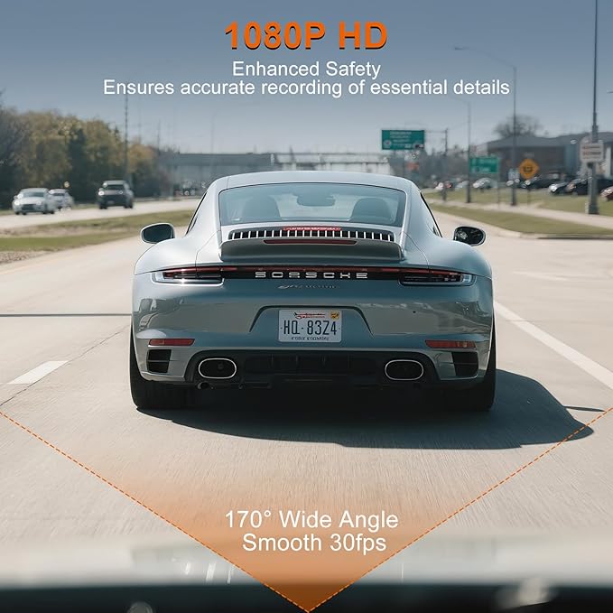 1080p HD Dash Cam, 4-inch Car Dash Cam with Super Night Vision, 170° Wide Angle, Loop Video Motion Detection