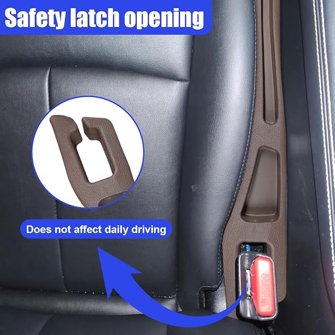 2PCS Car Seat Gap Filler Organizer, Car Center Console Side Plug with Storage Slot Prevent Falling, Multifunctional Vehicle Interior Phone Holder Accessories for Cars, Trucks, SUVs (Brown)