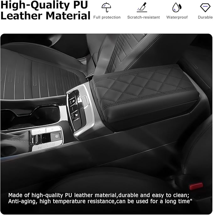 LUWU 2025 2026 Santa Cruz Center Console Cover Compatible with 2022 2023 2024 2025 2026 Santa Cruz Accessories Armrest Cover Center Console Pad Armrest Console Cover (Thick Black)