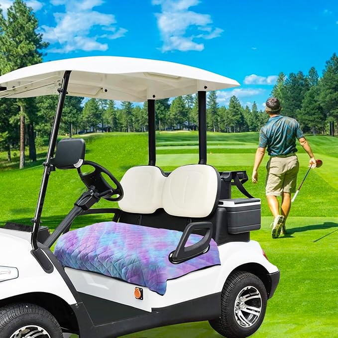 YOKYHOM Golf Cart Seat Covers for 2 & 4 Passenger Carts, Thick Short Plush with Non-Slip Backing, Ultra Soft Seat Towel Blanket, Fits EZGO, Club Car, Yamaha, 51"x30.5", Blue Purple