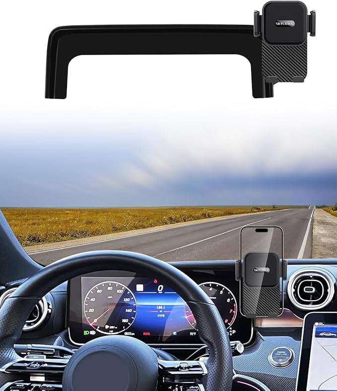Phone Mount for Mercedes Benz GLC 2023 2024 2025 2026 C-Class 2022 2023 2024 2025 2026 Accessories 12.3-Inch Screen Fixed Clip, Automobile Cradles Car Phone Holder, Cell Phone Base Not Block Air Vent