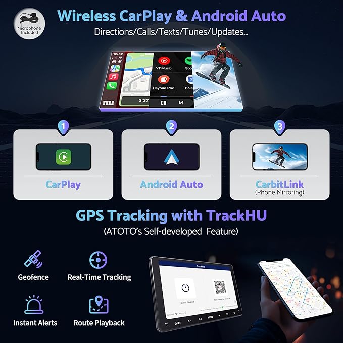 S8 Gen2 9inch 4G+32G Android Double Din Car Stereo, Built-in 4G, Wireless CarPlay & Android Auto, Dual Bluetooth, ChatGPT AI, GPS Tracking, VSV(Virtual Surround-View) Parking, S8G2094MS