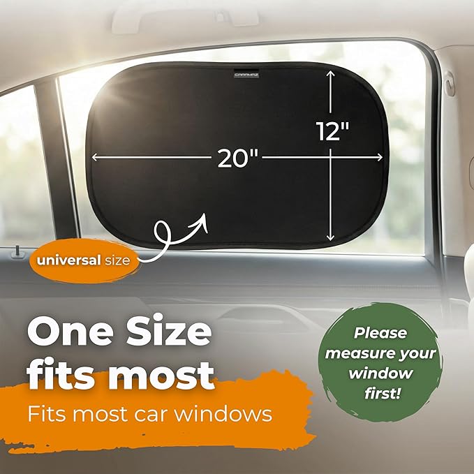 Car Window Shade for Baby with Certified UV-Protection 2 Pack - 20"x12"