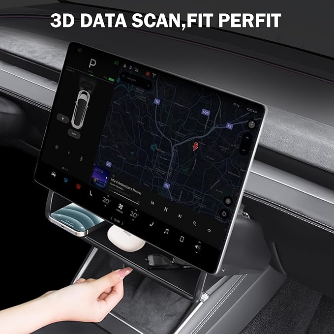 Under Screen Storage Organizer for Tesla Model 3 Highland 2024-2026 & Model Y Juniper 2026, Hiddenable Privacy Storage Box for Model Y Juniper & Model 3 Highland Accessories