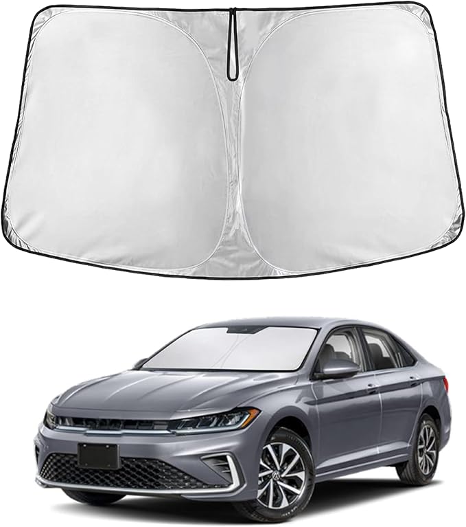 EcoNour Windshield Sunshade Compatible for Volkswagen VW Jetta 2019-2024 2025 2026, Sun Visor for Front Windshield & Window Sun Shade Cover, UV Heat Blocker & Protector, Car Accessories