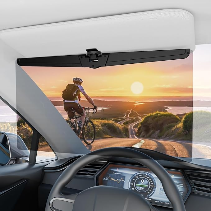 Veharvim Sun Visor Extender for Cars, Polarized Car Visor Extender Sun Blocker UV400, Adjustable Visor Extension, Clip on Sun Visor for Car, Universal, Glare, UV Protector (X-Large(1 Pack))