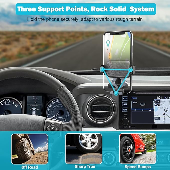 Upgraded Car Phone Holder for Toyota Tacoma 2016 2017 2018 2019 2020 2021 2022 2023, 3rd Gen Tacoma Dashboard Clip Cell Phone Cradles Adjustable Phone Stand Phone Mount Fit for Most Smartphone
