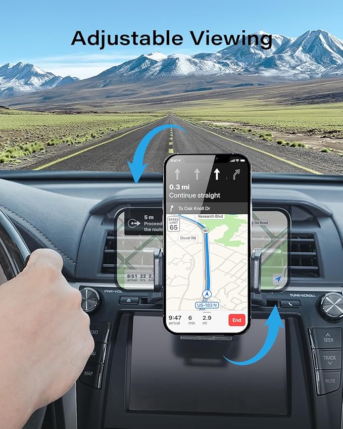 APPS2Car Sturdy CD Slot Phone Mount with One Hand Operation Design, Hands-Free Car Phone Holder Universally Compatible with All iPhone & Android Cell Phones, for Smartphone Mobile