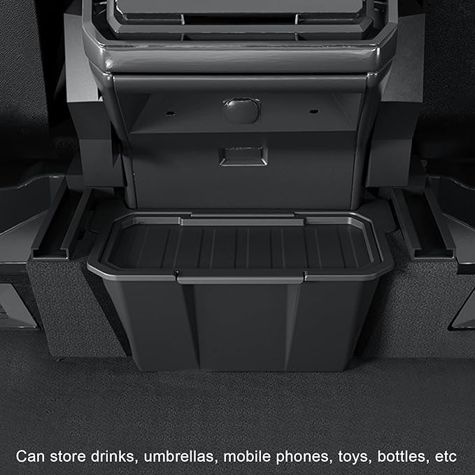 Rear Center Console Organizer for Tesla Cybertruck Trash Can with Anti-Slip Lid Cover Backseat Storage Box 2nd Row Seat Organizer Bin for Cybertruck Accessorie 2024 2025