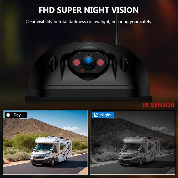Wireless RV Backup Camera System for Furrion Pre-Wired RVs Truck Trailer, FHD 1080P 7" Touchscreen IPS Monitor & Rear View Camera, Loop Recording Night Vision IP69 Waterproof Plug & Play F7