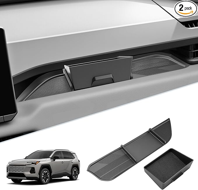 SKTU 2Pcs for 2026 Toyota RAV4 Center Console Organizer for 2026+ Toyota RAV4 (LE/SE/XLE Premium/Woodland/XSE/Limited) Co-Pilot Console Tray & ABS Drawer Storage Box 2026 RAV4 Accessories Rubber Tray