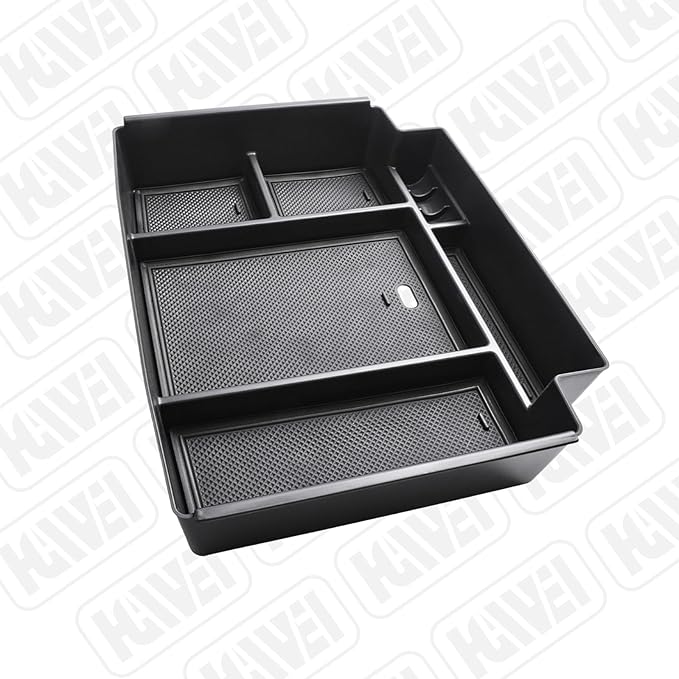 HGWEI Power Sliding Center Console Organizer Compatible with 2021-2026 GMC Yukon Chevy Tahoe Suburban Interior Accessories, Armrest Storage Box Insert Tray (Not for Console with Charging Socket) Black