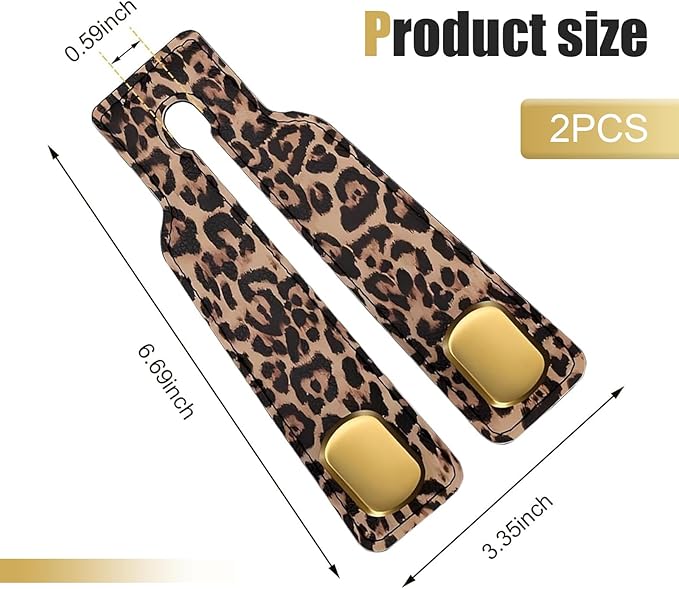 2 PCS Car Seat Back Storage Headrest Hooks, Multi-function Backseat Hanging Organizer for Bag & Phone, Leopard Print Suede Leather Hook, Hidden Storage Accessory for Cars (Brown)