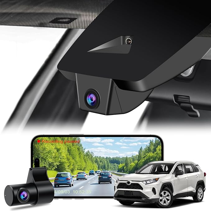 Front 4K & Rear 1080P Dash Cam for Toyota RAV4 2022 2023 2024 2025 2026 LE Limited SE Adventure XLE Premium XSE (Model B) with Vent Hole, OEM Look, WiFi&APP, G-Sensor, Loop Recording, 128GB Card