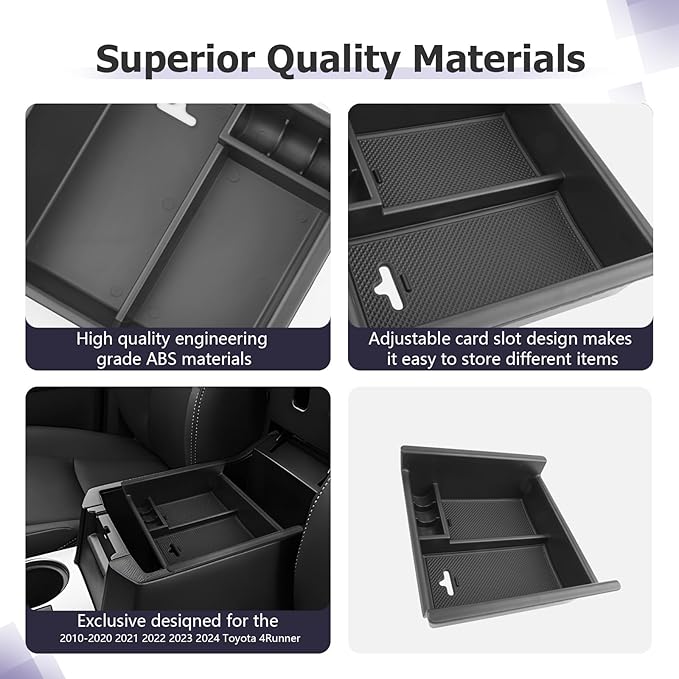 LUWU Center Console Organizer Tray Compatible with 2020-2025 2026 Kia Telluride/2010-2021 2022 2023 2024 Toyota 4Runner Accessories Armrest Console Organizer Armrest Organizer Insert Tray Black