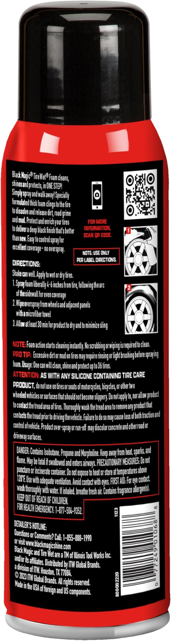 Black Magic 800002220 Tire Wet Foam, 18 oz. - Specially Formulated Thick Tire Spray Foam Clings to Tires to Dissolve and Clean Dirt While Shining and Protecting All In One Step