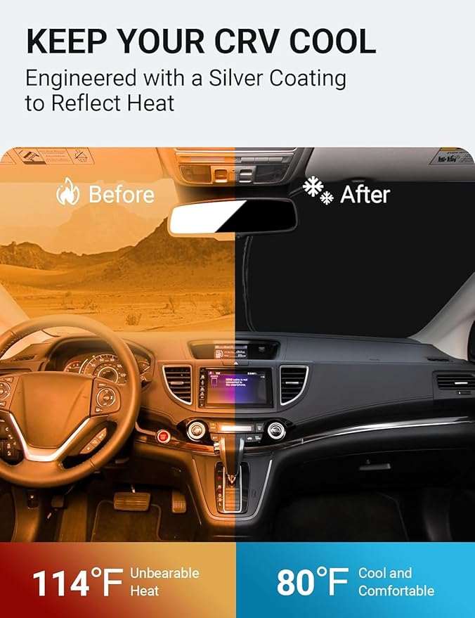 Proadsy 2026 Upgrade Front Windshield Sun Shade Foldable Sunshade Protector Custom Fit for 2012-2016 CRV CR-V SUV LX EX EX-L EX-L Navi Touring Accessories