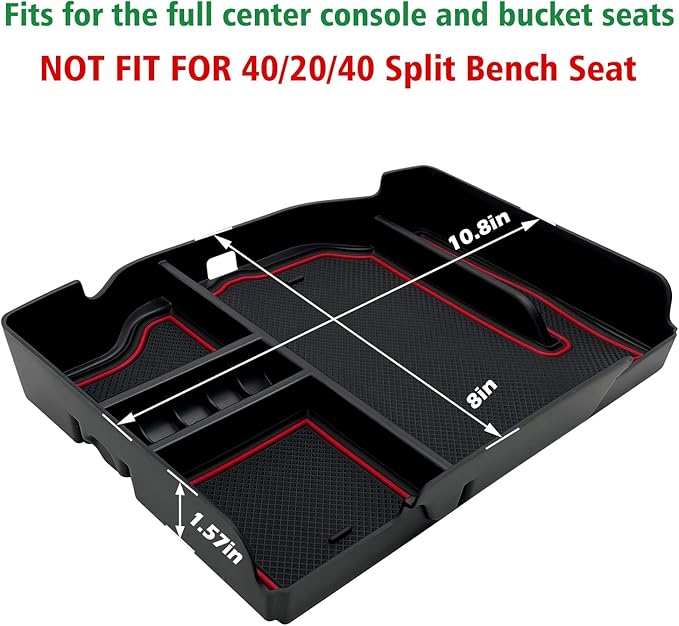JOJOMARK Center Console Organizer fits for Dodge RAM 2025 2024 2023 2022 2021 2020 2019 1500 2500 3500 Accessories Interior Storage Box Armrest Storage Tray (Red)