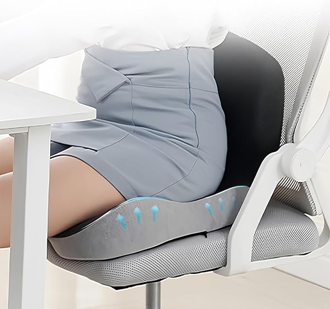 Back and Seat Cushion, Car Seat Cushion for Cars with Lumbar Support,Seat Cushion for Truck Driver, Ergonomic Memory Foam Non Slip Seat Skin with Back Support for Office Chair, Car Seat (B Type)
