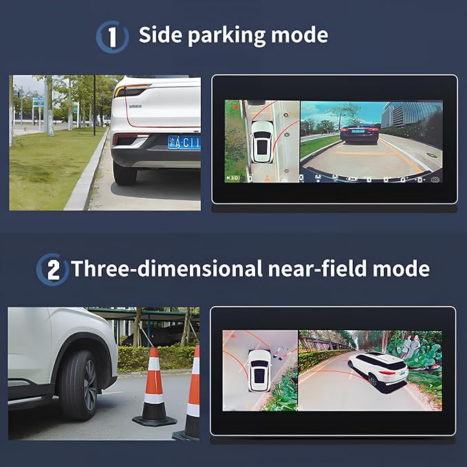 BY-J 360 Degree Bird View Surround System, 1080P Car DVR Recording Panoramic View, All Round Rear View Camera with AI Intelligence, for Car, SUV, Van Vehicles