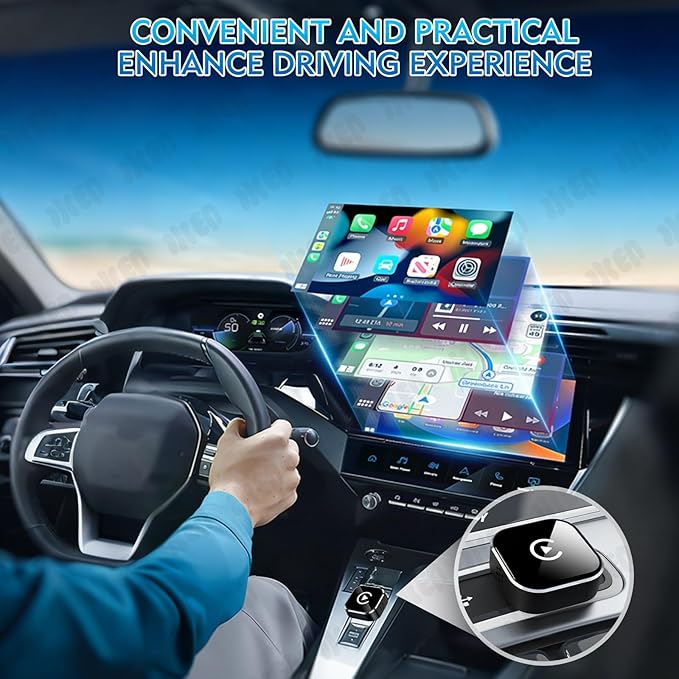 Wireless CarPlay Adapter, 2-in-1 Mini CarPlay & Android Auto Wireless Adapter, Plug & Play, Auto Connect, Car Accessories, Car Play Dongle Compatible with iPhone & Android