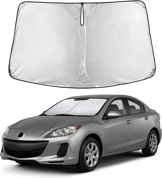 EcoNour Windshield Sunshade Compatible for Mazda 3 2010-2011 2012 2013, Sun Visor for Front Windshield & Window Sun Shade Cover, UV Heat Blocker & Protector, Car Accessories