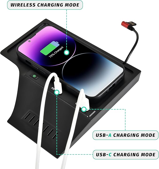 KEWISAUTO Car Wireless Charger for Nissan Sentra S, SV, SR 2020-2024, Center Console Charging Panel QC PD Fast Phone Charger Pad for 2020 2021 2022 2023 2024 Nissan Sentra S, SV, SR Accessories
