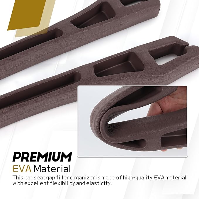 Hovom 2PCS Car Seat Gap Filler Organizer, Multi-purpose Automotive Seat Gap Storage Organizer for Key Phone Card, Auto Seats Crevice Filler Stop Things from Dropping, Car Accessories (Brown)